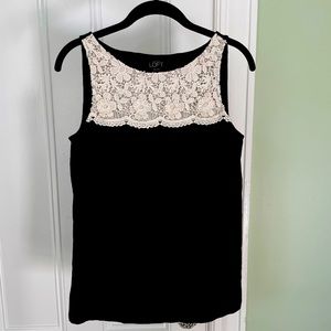 Loft cute black tank with white lace